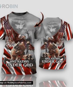 Personalized One Nation Under God Veteran All Over Print 3D T Shirt For Military