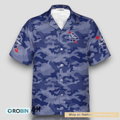 Personalized Pabst Blue Ribbon Blue Camouflage Hawaiian Shirt