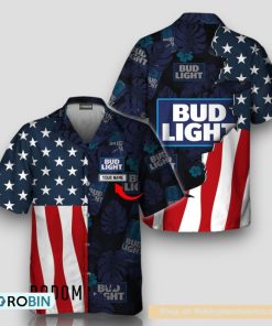 Personalized Tropical Vibes American Flag Bud Light Hawaiian Shirt