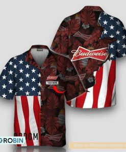 Personalized Tropical Vibes American Flag Budweiser Hawaiian Shirt