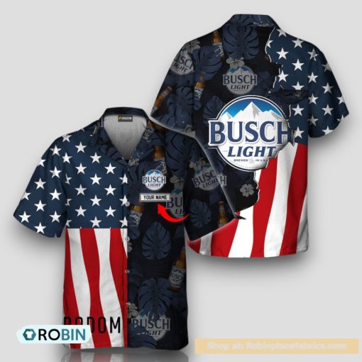 Personalized Tropical Vibes American Flag Busch Light Hawaiian Shirt