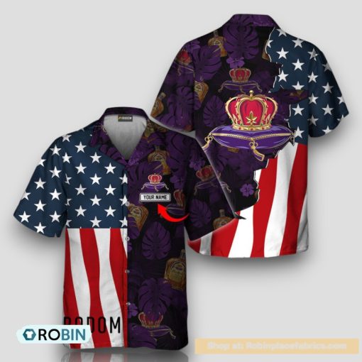 Personalized Tropical Vibes American Flag Crown Royal Hawaiian Shirt