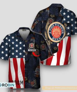 Personalized Tropical Vibes American Flag Miller Lite Hawaiian Shirt