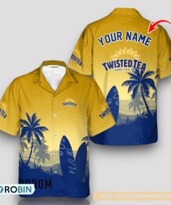 Personalized Twisted Tea Palm Tree Surfboard Hawaiian Shirt