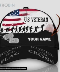 Personalized U.S Veteran Stand For The Flag Kneel For The Cross All Over Print Baseball Cap A Great Gift For Veterans Day