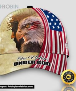 Personalized Us One Nation Under God Jesus And Eagle All Over Print Baseball Cap A Great Gift For Veterans Day