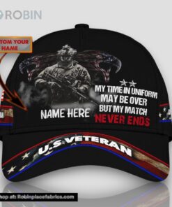 Personalized Us Veteran My Time In Uniform May Be Over But My Match Nevers Ends All Over Print Baseball Cap A Great Gift For Veterans Day Personalized Us Veteran My Time In Uniform May Be Over But My Match Nevers Ends All Over Print Baseball Cap A Great Gift For Veterans Day