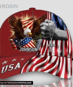 Personalized USA Eagle Jesus All Over Print Baseball Cap A Great Gift For Veterans Day