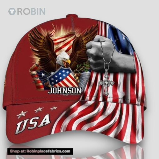 Personalized USA Eagle Jesus All Over Print Baseball Cap A Great Gift For Veterans Day