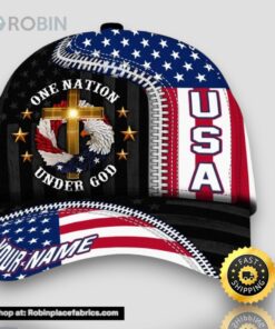 Personalized USA One Nation Under God All Over Print Baseball Cap A Great Gift For Veterans Day