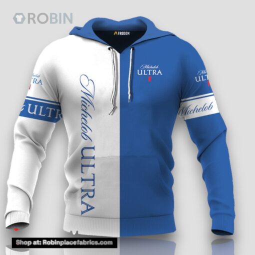 Personalized White and Blue Michelob ULTRA Claw 3D Print Hoodie and Zip up