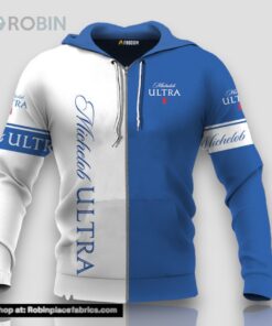 Personalized White and Blue Michelob ULTRA Claw 3D Print Hoodie and Zip up