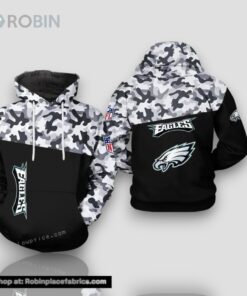 Philadelphia Eagles NFL Camouflage Veteran Team 3D All Over Print Zip up Hoodie