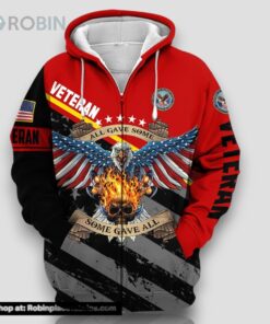 Premium Eagle US Veteran Zip Hoodie 3D
