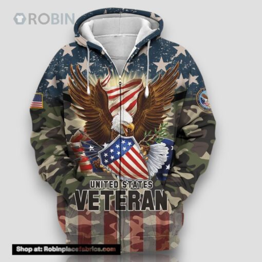 Premium Eagle US Veteran Zip Hoodie N