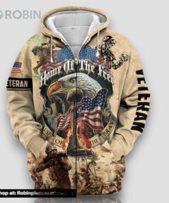 Premium Home Of The Free US Veteran Zip Hoodie