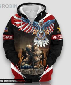 Premium Honor The Fallen US Veteran Zip Hoodie