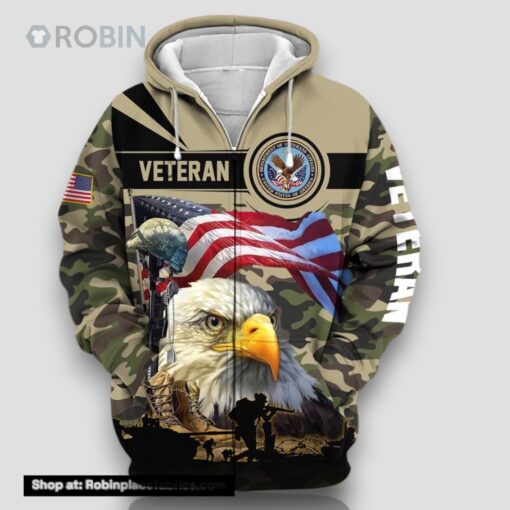 Premium Honoring All Who Served US Veteran Zip Hoodie
