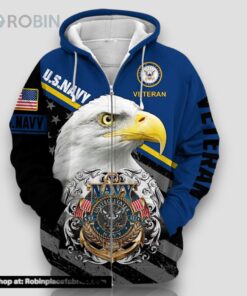 Premium Multiple US Military Services Veteran Zip Hoodie Unisex