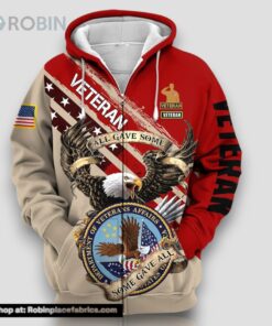 Premium Proudly Served Multiservice US Veteran Zip Hoodie N
