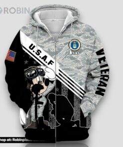 Premium US Air Force Services Veteran Zip Hoodie For Father