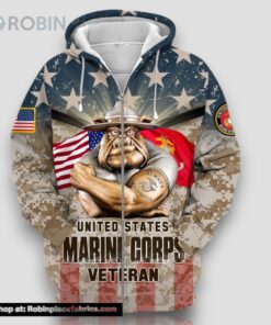 Premium US Marine Corps Services Veteran Zip Hoodie 3D Shirt