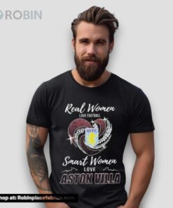Real Women Love Football Smart Women Love Aston Villa Heart Diamond Shirt