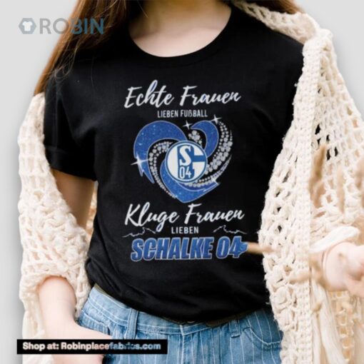 Real Women Love Football Smart Women Love Schalke 04 Heart Diamond Shirt