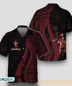 Red Polynesian Captain Morgan Hawaiian Shirt
