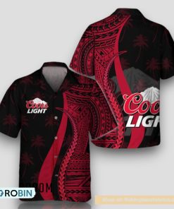 Red Polynesian Coors Light Hawaiian Shirt