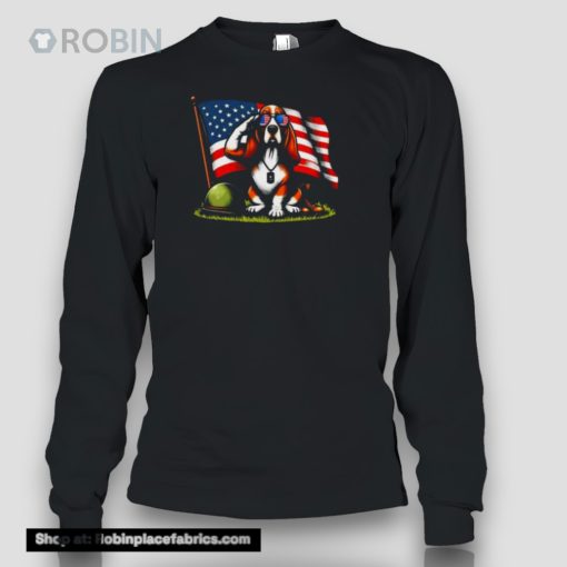 Salute Basset Hound Usa Flag Memorial Day 4th Of July Shirt