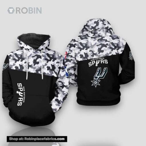 San Antonio Spurs Nba Camouflage Veteran Team 3D Printed Hoodie