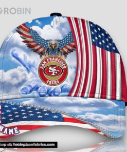 San Francisco 49ers America Eagle Flag 4th Of July Baseball Cap, Football Veteran Cap