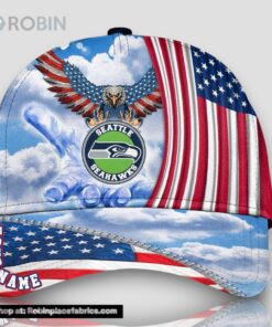 Seattle Seahawks America Eagle Flag 4th Of July Baseball Cap, Football Veteran Cap