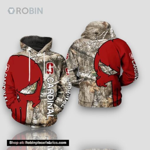 Stanford Cardinals Camouflage Veteran Hunting and Punisher Skull 3D Hoodie Stanford Cardinal Christmas Gifts