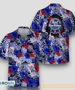 Summer Aloha Floral Pabst Blue Ribbon Hawaiian Shirt