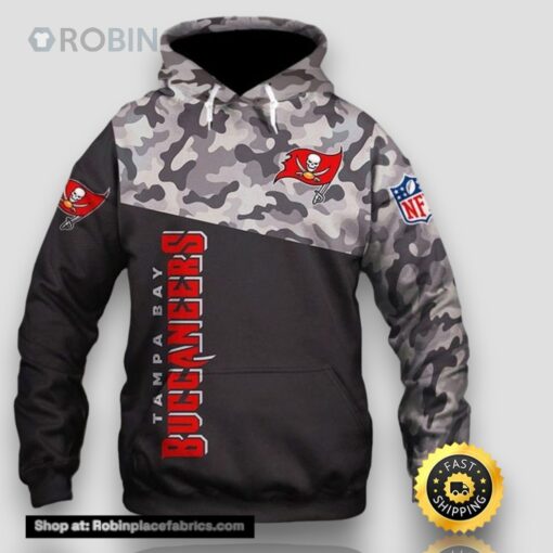 Tampa Bay Buccaneers Camouflage Veterans 3D Hoodie All Over Printed