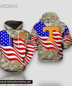 Tennessee Volunteers With Flag American Camouflage Veteran 3D Hoodie College Gifts