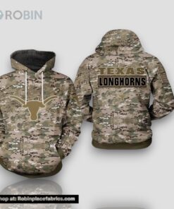 Texas Longhorns Camouflage Veteran 3D Hoodie Texas Longhorns Christmas Gifts