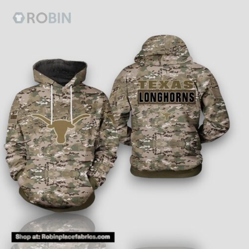 Texas Longhorns Camouflage Veteran 3D Hoodie Texas Longhorns Christmas Gifts