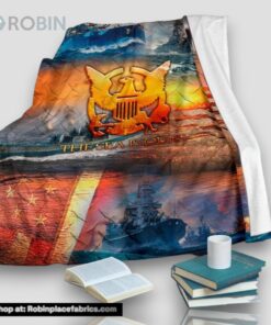 The Sea Is Ours Us Navy And Warships Fleece Throw Blanket