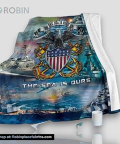 The Sea Is Ours Us Navy Fleece Throw Blanket