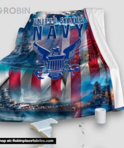 The Ships On The Sea Us Navy Fleece Throw Blanket