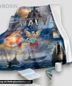 The Us Navy And Warships Fleece Throw Blanket