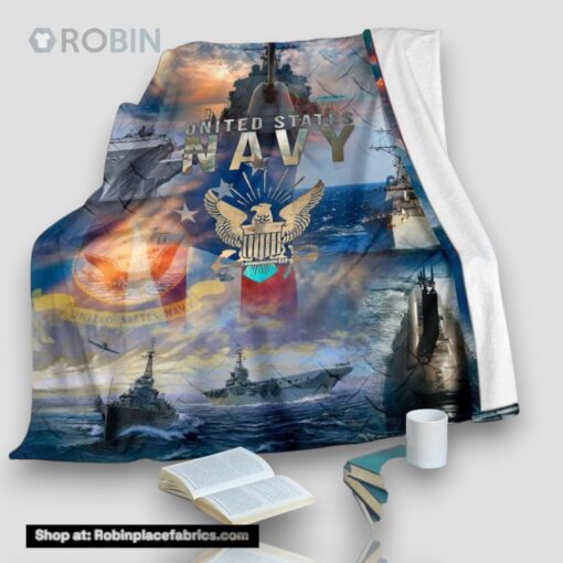 The Us Navy And Warships Fleece Throw Blanket
