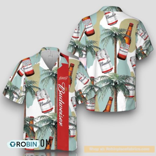 Tropical Coconut Tree Budweiser Hawaiian Shirt