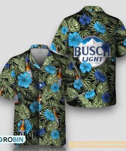 Tropical Flower With Palm Leaves Busch Light Hawaiian Shirt