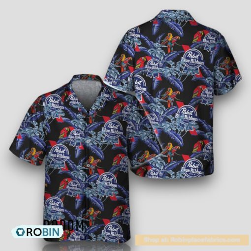 Tropical Parrot Pabst Blue Ribbon Hawaiian Shirt