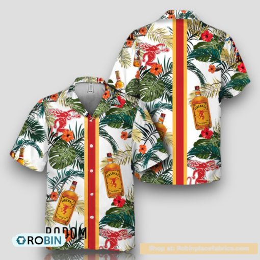 Tropical Summer Flowers Fireball Whisky Hawaiian Shirt
