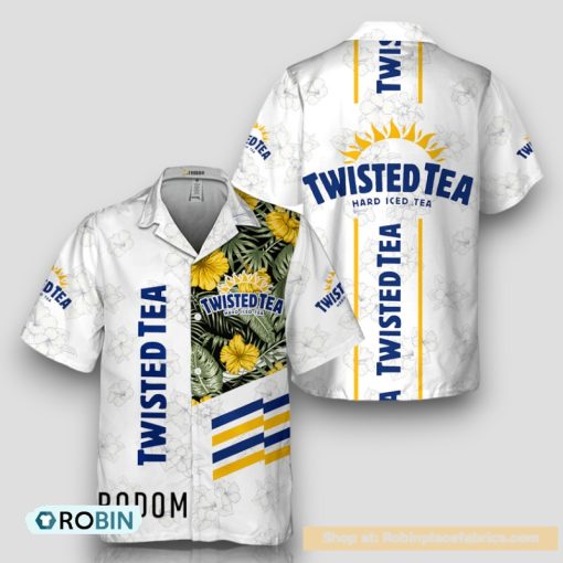 Twisted Tea White Tropical Flower Hawaiian Shirt